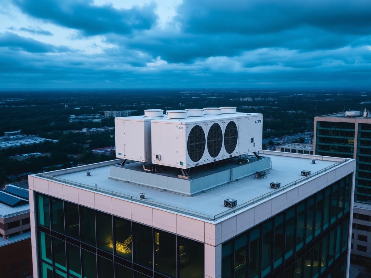 Commercial rooftop chiller plant