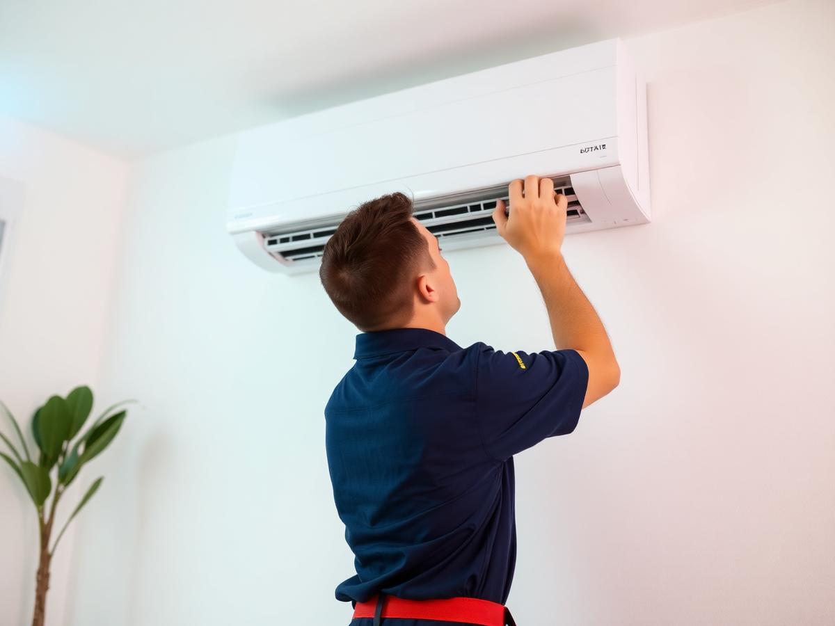 Technician servicing a home mini-split